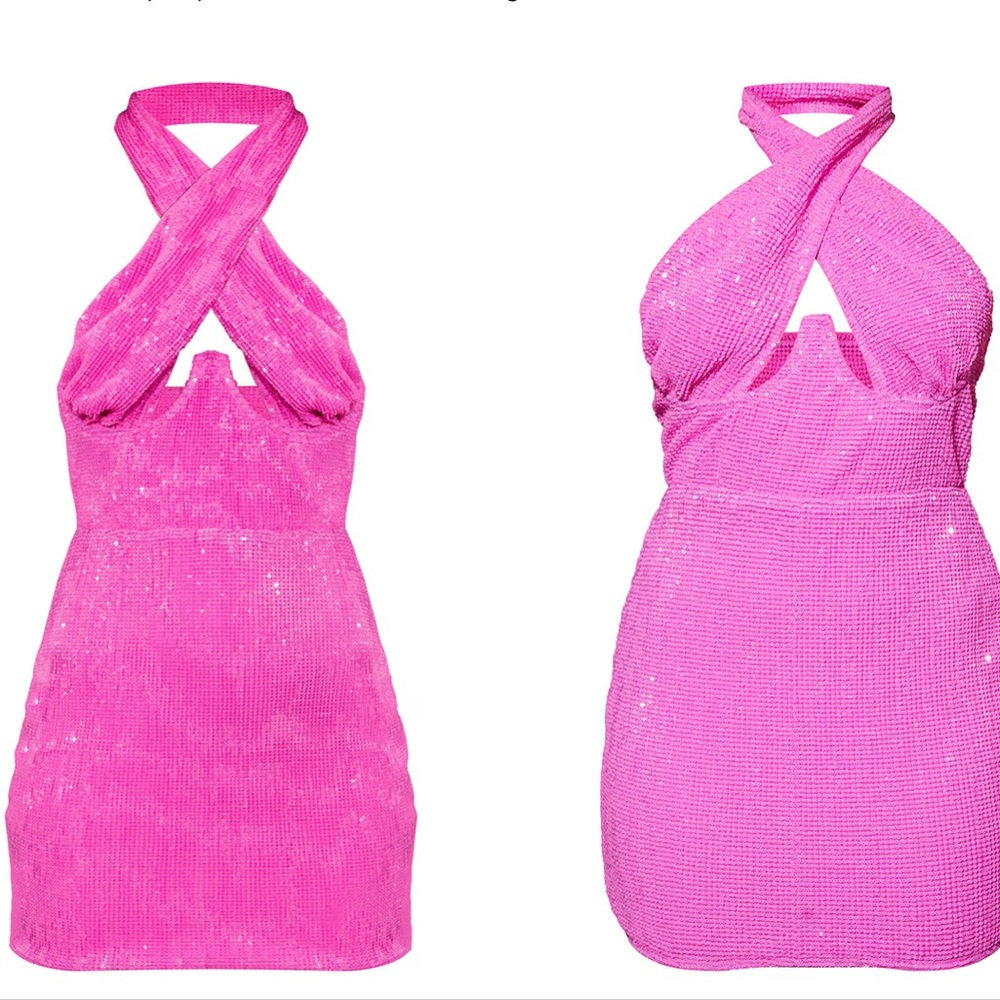 Petite Pink Sequin Under Bust Bodycon Dress ·